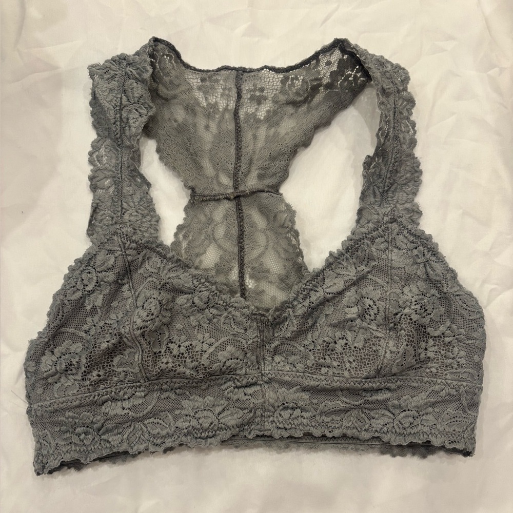 Lace Racerback Bralette - Gray medium - Picture 1 of 3